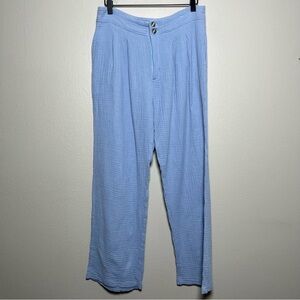 Linda Mulata Women Gauze Trouser Pants‎ Medium Blue Cotton Wide Leg Lagenlook